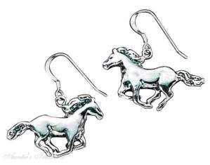 Just one of the may pairs of sterling silver horse earrings we carry.